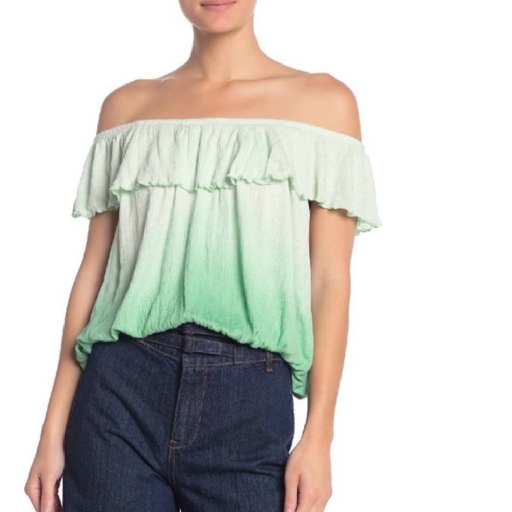 Free People Cora Lee Sea Foam Combo Off the Shoulder Ombré Top